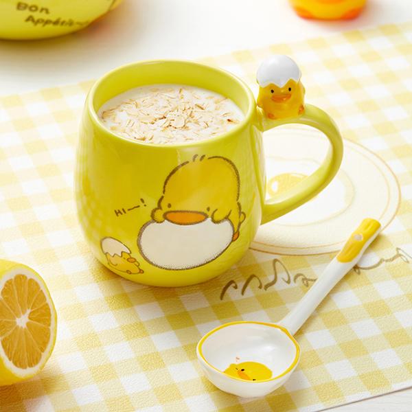 Ready To Ship In Stock Cartoon yellow duck large capacity home mug creative breakfast oatmeal coffee mugs custom
