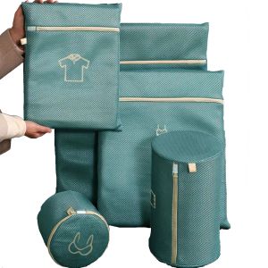 Green Mesh Laundry Bag Double Layer Nylon Fabric Material OEM