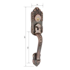 Classic Hexagonal Door Handle Yellow Bronze Room Door Lock Split Body Wood Door
