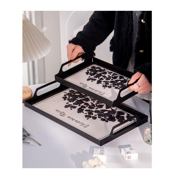 Ramadan Ceramic Tray With Gold Rim Handles Handpainted Eid Al Fitr Porcelain Plate