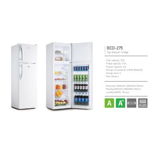 Fast Cooling Low Power Low Noise Direct Cool Double Door Refrigerator , 275L