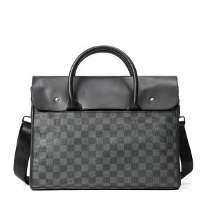 Classic Plaid Pattern Mens Business Briefcase for Business Trips and Laptop