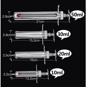 Stainless Steel Luer Lock Metal Veterinary Syringe 10ml Cattle Injection Needles