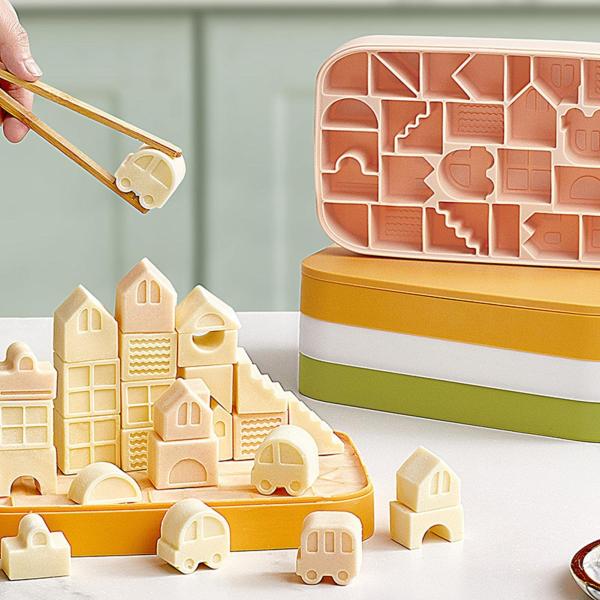 Silicone Creative Fun Lego Building Brick Ice Cube Tray Mold With Lid 600g