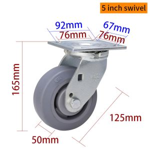 China 125mm Heavy Duty Casters 5 Inch Swivel Casters With Brake 735-56 on sale