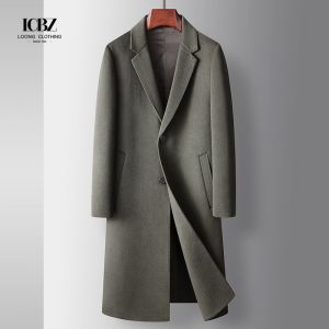Cheap Wool Jacket Coat for Men Single Breasted Business Turn Down Collar Long Sleeve Regular for sale