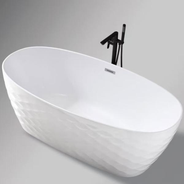 Quality Scratch Resistant Oval White Acrylic Standing Soaking Tub ISO9001 Certified wholesale
