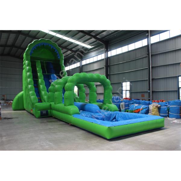 Large Green Castle Inflatable Water Slide with Pool Customizable and Commercial Grade