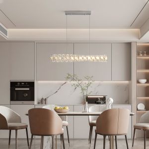 Modern Linear Crystal Chandelier Bar Rectangular Chandelier Customization Dining