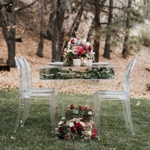 Handmade Clear Acrylic Dining Table Ghost Surface Top 200x100x75cm