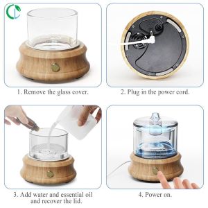 Solid Wood Glass Essential Oil Ultrasonic Air Humidifier Aroma Diffuser