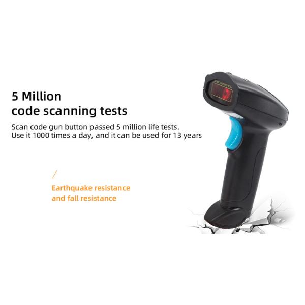 5V U1-W Wireless Barcode Scanner with Cradle 1D Cordless Bar Code Reader Laser Read Code