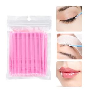 100PCS / Bag Disposable Cotton Swabs Plastic Grafted Eyelash Remover Cleaning