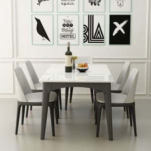 Nordic 6 Seater Luxury Marble Dining Table Set Scratch Resistant Customized Size