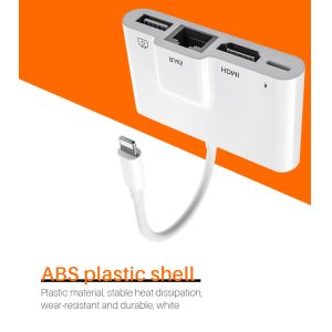 portable OEM 0.2M Lightning To 4 In 1 Camera Card Reader With RJ45