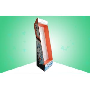 Plastic Hooks Cardboard Floor Display Stands Matt Finish Tilt Back With