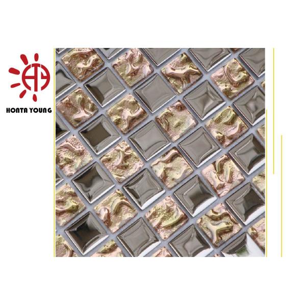 Quality HTY - TS 300 300*300 Good Quality Silve Color Plating  Ceramic Glass Metal Mosaic Tile wholesale
