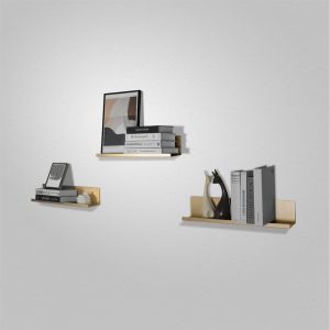China Floating Golden Aluminium Wall Shelves Decorative 550mm For Bedroom on sale