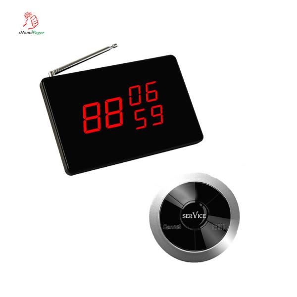 Quality 433.92Mhz restaurant wireless table service calling system 3 keys button and display paging system wholesale