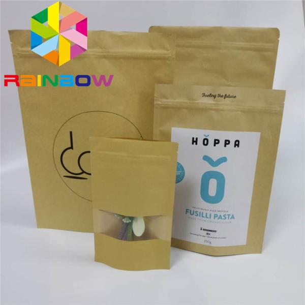 Kraft Paper Custom Printed Stand Up Pouches Packaging For Coffee Beans 1kg 500g