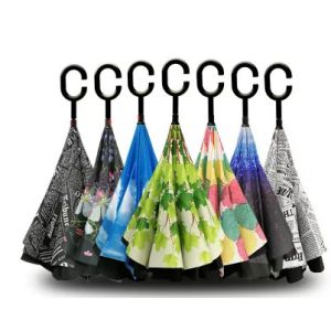 Double Layer Folding Reverse Inverted Umbrella With C Handle