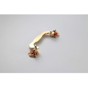 Golden + Red Paint Furniture Pulls Drawer Handle Pulls Lacquer Flower Shape