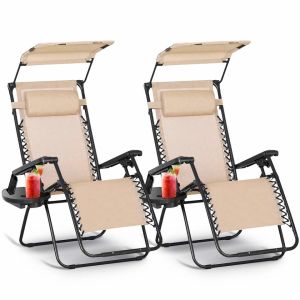 Sun Lounger, Frame Folding Zero Gravity Recliner For Sleeper, Carry Folding