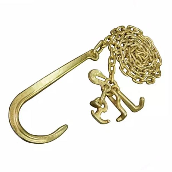 Quality Diameter 8mm Black Yellow Galvanized Transport Chain Towing Chains with Hooks wholesale