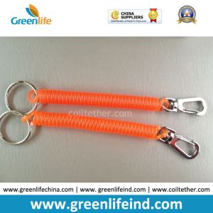 Plastic TPU Spring Key Coil Chain w/25/20mm Key Rings on Two Ends in Red Hot