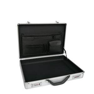 Funtional Aluminum Attache Case With Two Locks Silver ABS Pilot Case For