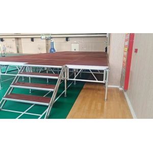 Adjustable Portable Stage Platform Modular System Square Red Finish Aluminum