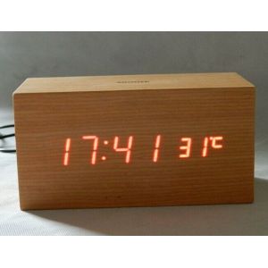 LED wood clock with voice control, touch function and snooze