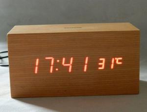 Cheap LED wood clock with voice control, touch function and snooze for sale