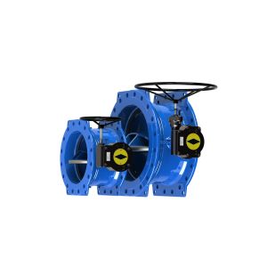 Blue Double Flanged Ductile Iron Double Eccentric Butterfly Valve