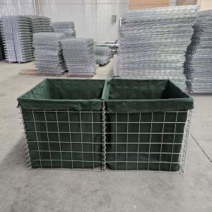China MIL1, MIL 7, MIL 10, MIL 12, MIL 19 2.74M High Hot Dipped Geotextile Lined Welded Gabion Hesco Bag for Military Defensive Barriers Bastions on sale