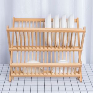Bamboo plate Holder for Dish Rack- plate and bowl Drying rack - Bamboo Dish