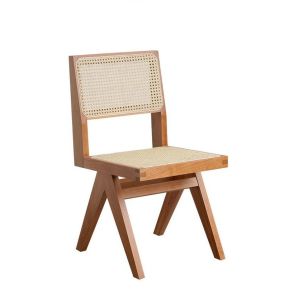 Cheap Nordic rattan weaving household simple creative make-up chair backrest homestand casual dining room solid wood chair for sale