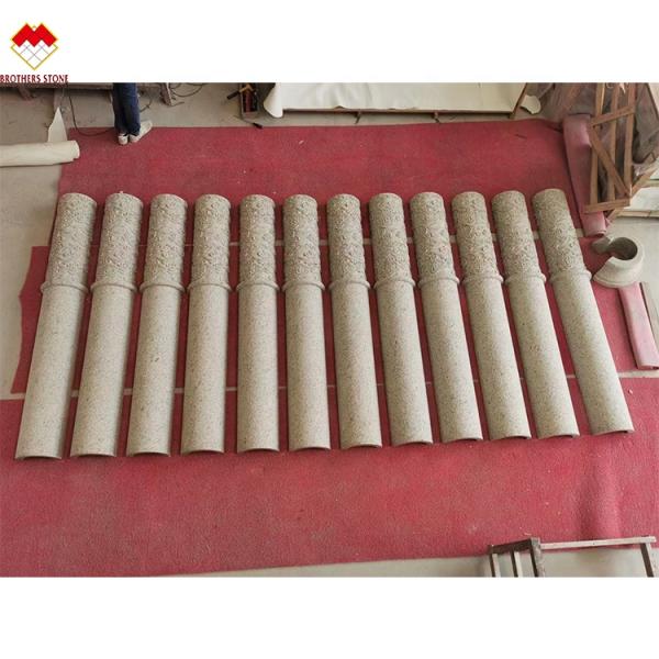 Natural Stone Relief Column for Outdoor Hollow Pillar Design in Hotel Decoration