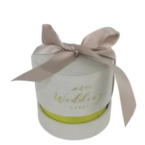 China Customized D8*H7.7CM Grey Board Round Gift Box for Wedding Party Favors Decor on sale