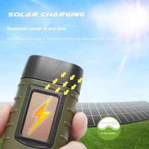 Hand Cranked Solar LED Flashlight Rechargeable Emergency Mountaineering Buckle