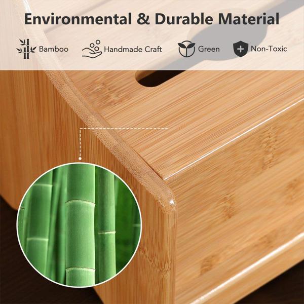 Adjustable Bookend Bamboo Storage Box for Office Organization 30-56.4 x18.54x18.03cm