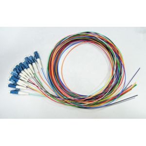12 Colors 12 Fiber Optic Pigtail LC UPC Connector , 0.9mm Tight Buffer Single Mode Pigtail