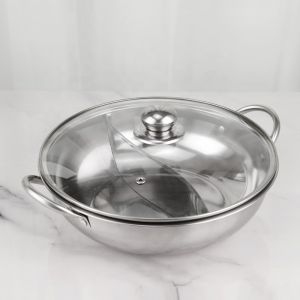 Long Service Life Kitchen Soup Pots Stainless Steel Material With Glass Lid