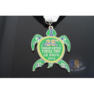 Sea Turtle Design Custom Imitation Hard Enamel with Sublimated Ribbon
