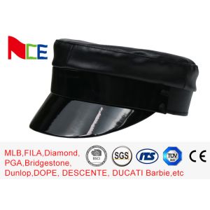 High End Black Military Cadet Cap Street Style PU Unadjustable For Women