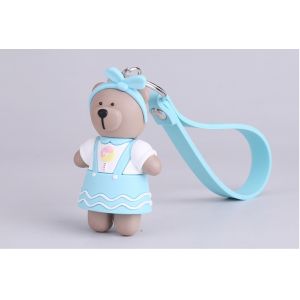 Custom Soft PVC Starbucks Bear Figure Miniature Key Ring 3D Soft PVC Pendant
