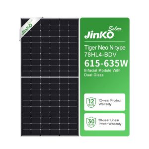 China Front Glass 2.0mm Jinko Bifacial Solar Panels 635W 630W 625W 620W 615WP N-Type Topcon on sale