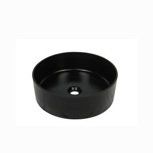 410mm Black Quartz Undermount Round Single Bowl Kitchen Sink With Splashback