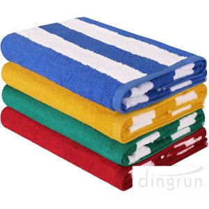 Cheap Stripe Cotton Bath Towels Plain Woven 30 &quot; X 60 &quot; High Absorbency For Swimming for sale