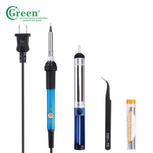 Wire Soldering Iron Kit / Tool Adjustable Temperature 60W For Welding Green K016